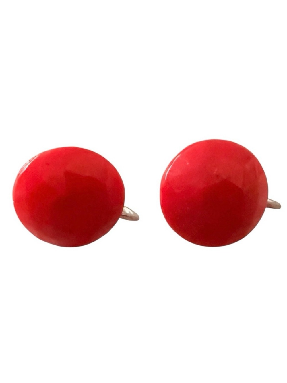 1950’s Vintage Cherry Red Screw Back Stud Faceted Earrings, Red Studs